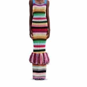 Industrie Clothing Multicolor Striped Knit Dress — Pink, Green, Black, White